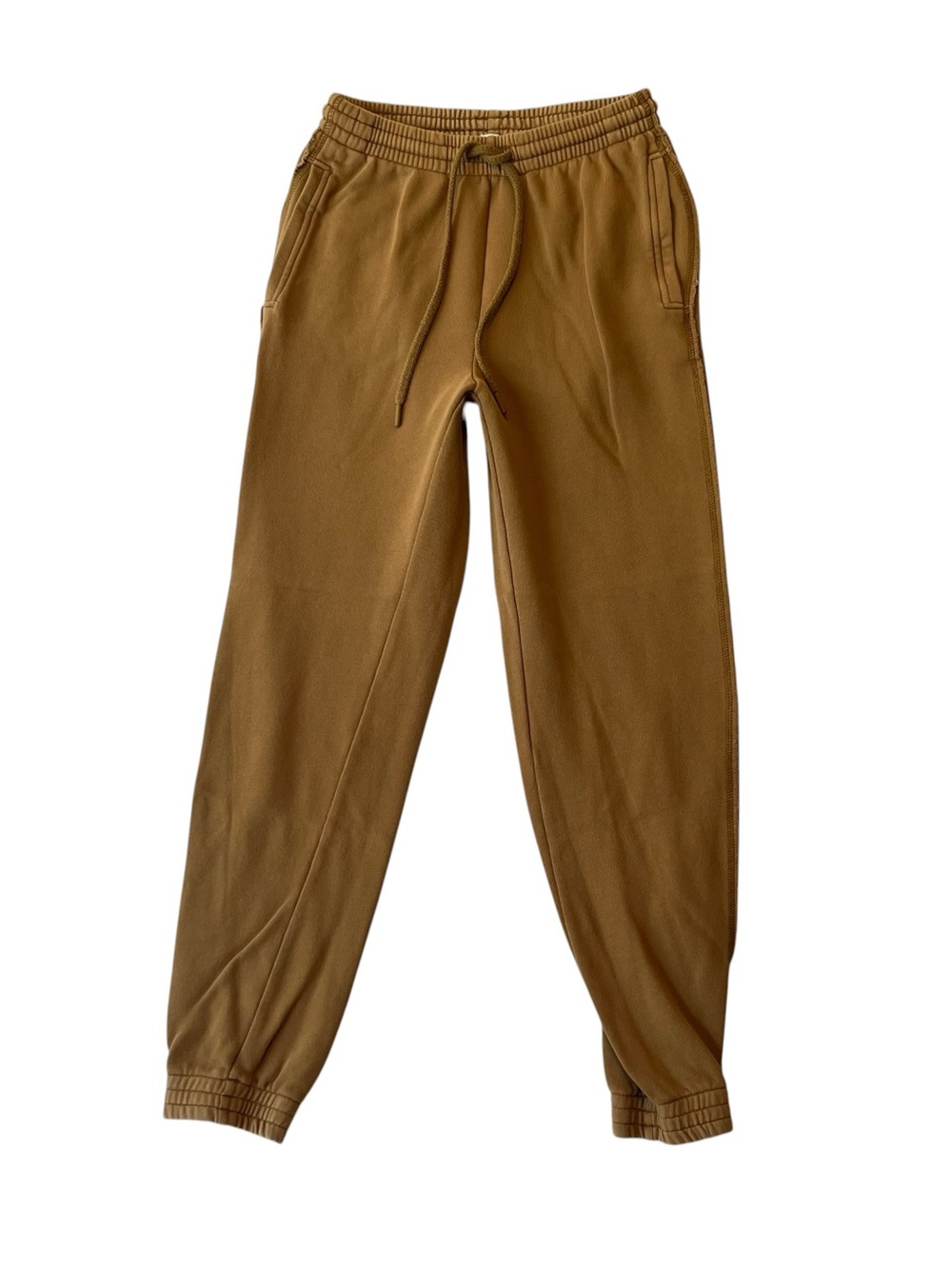Aerie Joggers Sweatpants S Beige Drawstring high rise waist Raw edges Pockets
